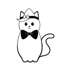Cute cat line art vector illustration