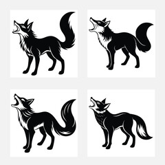 Fox roars silhouette vector illustration