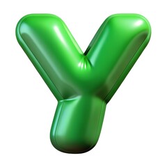 Green letter Y balloon 3D render icon isolated on white background