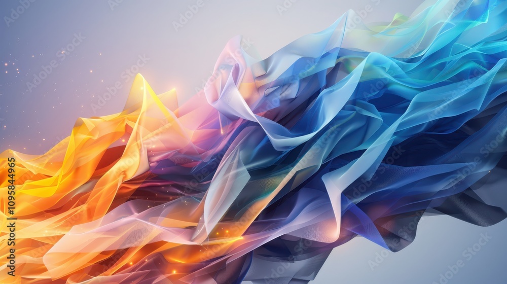 Poster visualizing predictive analytics geometric data patterns digital landscape interactive content soft 