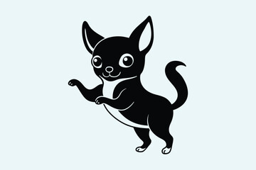 baby chihuahua dog dancing silhouette vector illustration.
