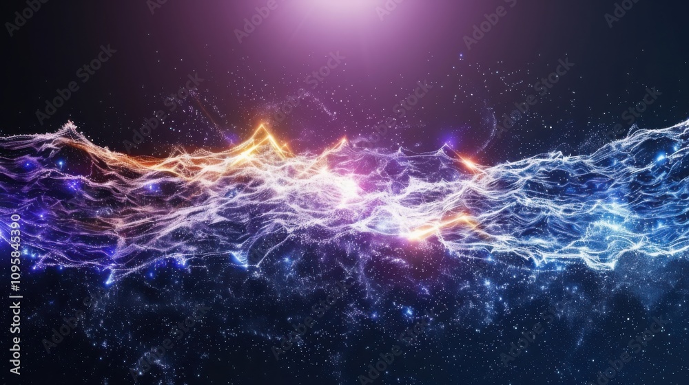 Poster exploring quantum encryption visualization digital security landscape with glowing algorithms in dee