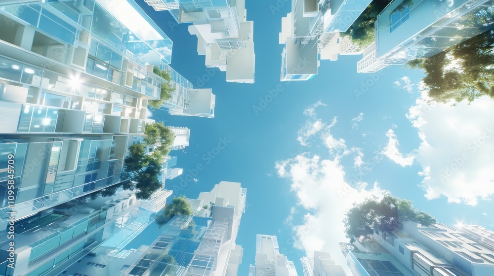 Poster exploring quantum urban design dimensional building structures in a transparent digital environment 