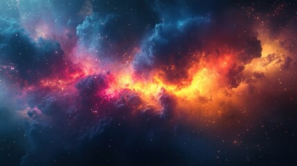 Obraz premium A vibrant cosmic scene depicting a colorful nebula in space.