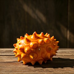 Obraz premium Horned Melon fruit, Horned Melon Highlighting Its Vibrant Color and Unique Texture