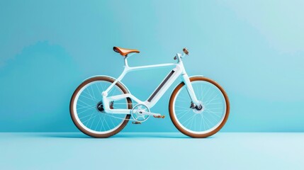 Innovative sustainable electric bicycle design urban studio product ing futuristic environment side view geometric frame and clean lines for eco-friendly commuting