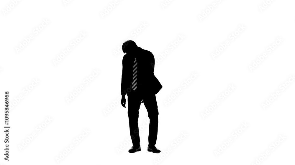Aufkleber がっかりしてダンスする男性ビジネスパーソンの全身シルエット