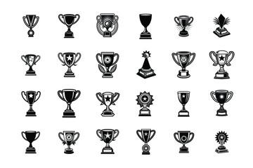 Trophy silhouette vector illustration icons