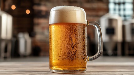 Craft beer session refreshing mug of fermentation bliss in a warm brewery environment