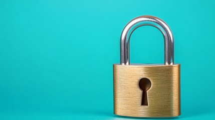 Secure Padlock Safety Privacy Protection Security Teal Background