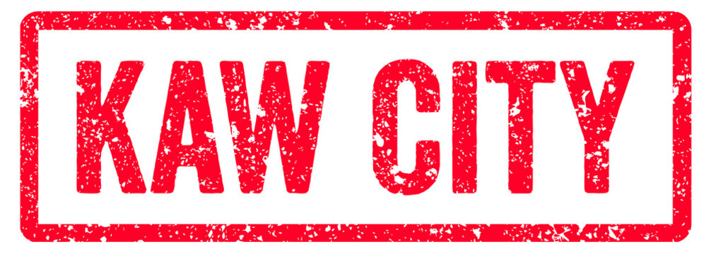 Kaw City Stamp Transparent Seal, Red Grunge Kaw City Word Typography Rubber Stamp Seal