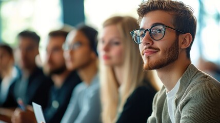 Obraz premium Young professionals attending a business workshop or seminar