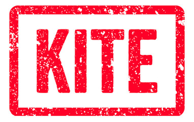 Kite Stamp Transparent Seal, Red Grunge Kite Word Typography Rubber Stamp Seal