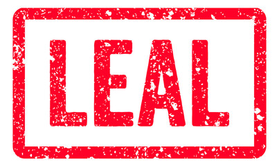 Leal Stamp Transparent Seal, Red Grunge Leal Word Typography Rubber Stamp Seal