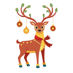 Black embossed Christmas deer jumping silhouette vector Illustration, Vector outline Design, or Line Art