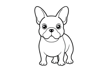  a cute french bulldog lineart vector illustration.