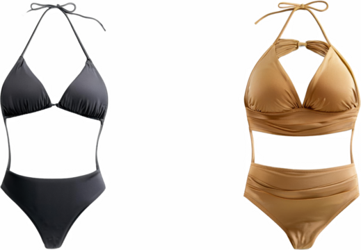 Stylish Women s Halter Neckline Swimsuit Two Colors Summer Fashion