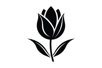 tulip Silhouette vector black and white background.