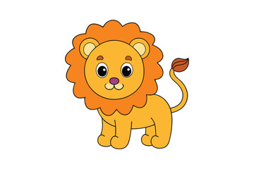  a cute lion vector and white background