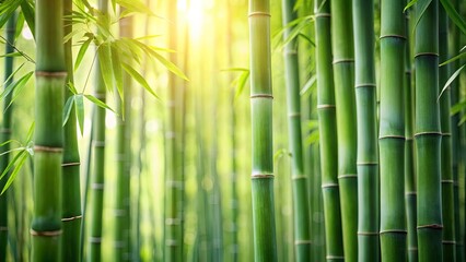 Obraz premium Lush Green Bamboo Forest in Sunlight A Serene and Tranquil Natural Scene