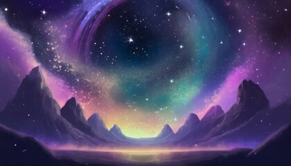 Fototapeta premium Fantastic night illustration landscape