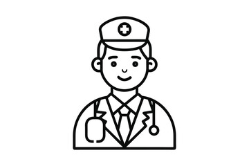  a line art doctor icon vector illustration.
