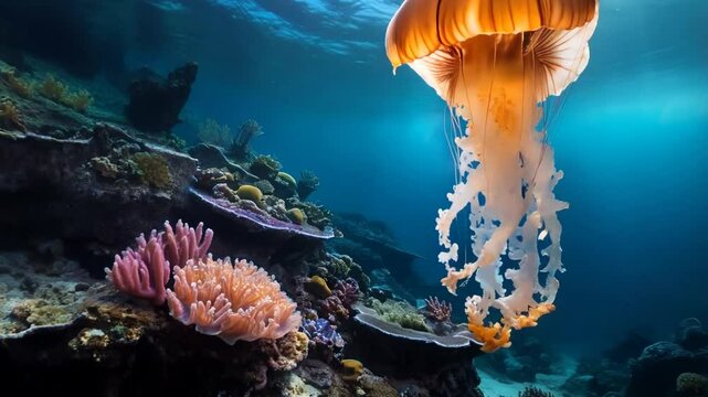 Jellyfish swimming in the ocean