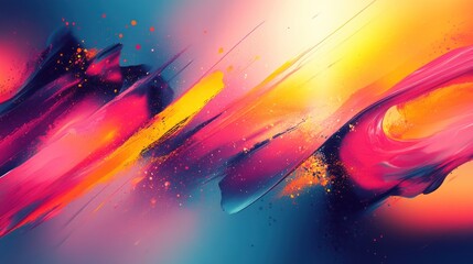 Obraz premium Abstract vibrant artwork with dynamic brush strokes and colors.