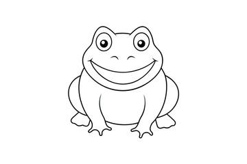  a smiling frog line art vector illustration.