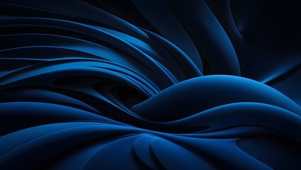 Fototapeta premium A dynamic and abstract composition of smooth, flowing blue curves with a futuristic, dark background.