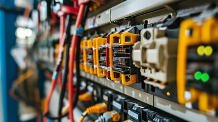 A close up photo of organized wiring inside a home