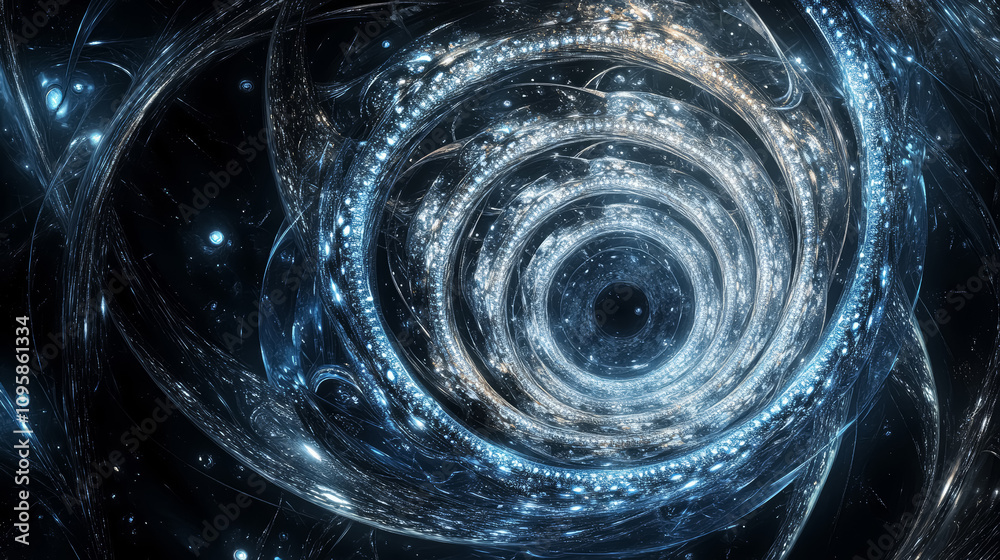 Canvas Prints abstract blue and silver spiral galaxy swirl background with light effect.