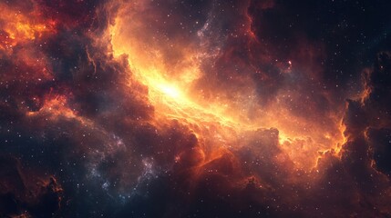 Fototapeta premium A vibrant cosmic scene showcasing swirling nebulae and stars in deep space.