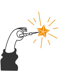 hand holding magic wand doodle