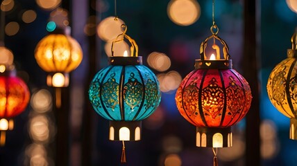 Diwali lanterns radiating warmth and joy for the festival of lights.