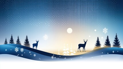 Fototapeta premium Abstract digital tech background in blue with a halftone pixel pattern , accented by Christmas silhouettes, ideal for science presentations.