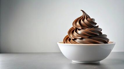 Delicious chocolate frozen dessert in a white bowl on a gray surface © Kukar Studio