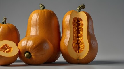 butternut squash isolated on transparent.generative.ai 