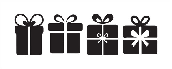 Gift box icon in line style isolated on white. vector illustration