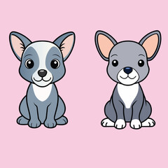 Collection of American hairless terrier Dog Isolated Vector illustration
