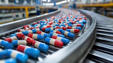 Obraz premium Capsules Production Line: Pharmaceutical Manufacturing