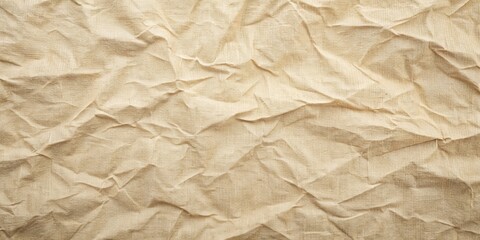 Obraz premium Cream-colored wrinkled fabric texture background, perfect for design projects needing a rustic or vintage aesthetic.
