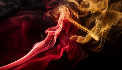 Obraz premium Striking Red and Gold Smoke on Black Background