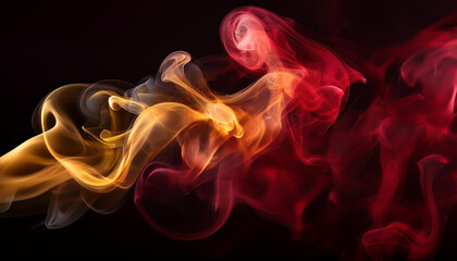 Obraz premium Striking Red and Gold Smoke on Black Background
