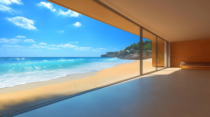 Fototapeta premium Beach View From Room Illustration