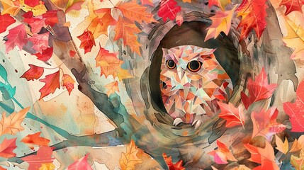 Fototapeta premium A cozy minimal watercolor scene of a small