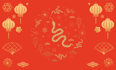 Traditional Chinese Year of the Snake illustration vector 2025