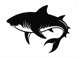 Jelly Shark Silhouette icon Vector Set. Flat vector illustration in black on white background. EPS.