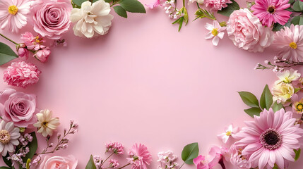 Pink Flower Frame Background