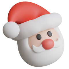 3D render of Santa Claus head character Christmas element.